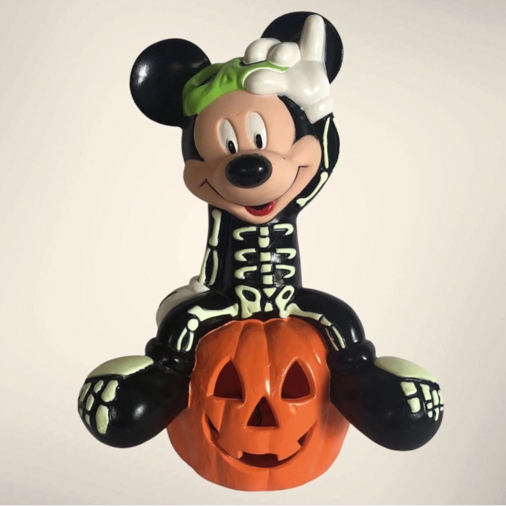Disney Mickey Mouse in Glow in the Dark Skeleton Custom on Pumpkin Halloween